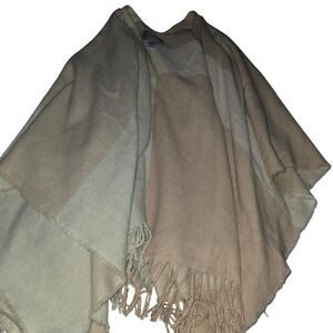 SOIA & KYO Color Block Poncho Wrap Scarf Shawl Neutral Dusty Pink One Size